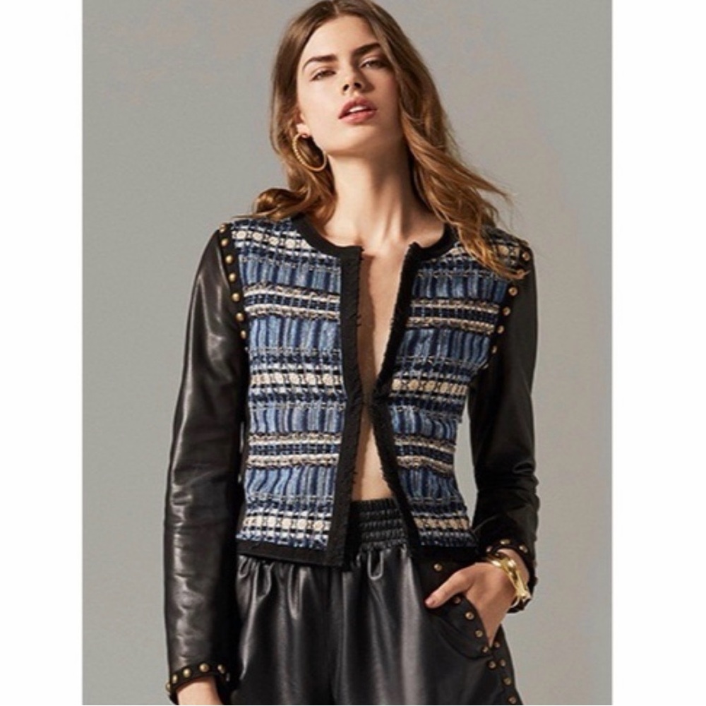 Ramy Brook Black and Blue Textured Blazer